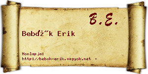 Bebők Erik névjegykártya